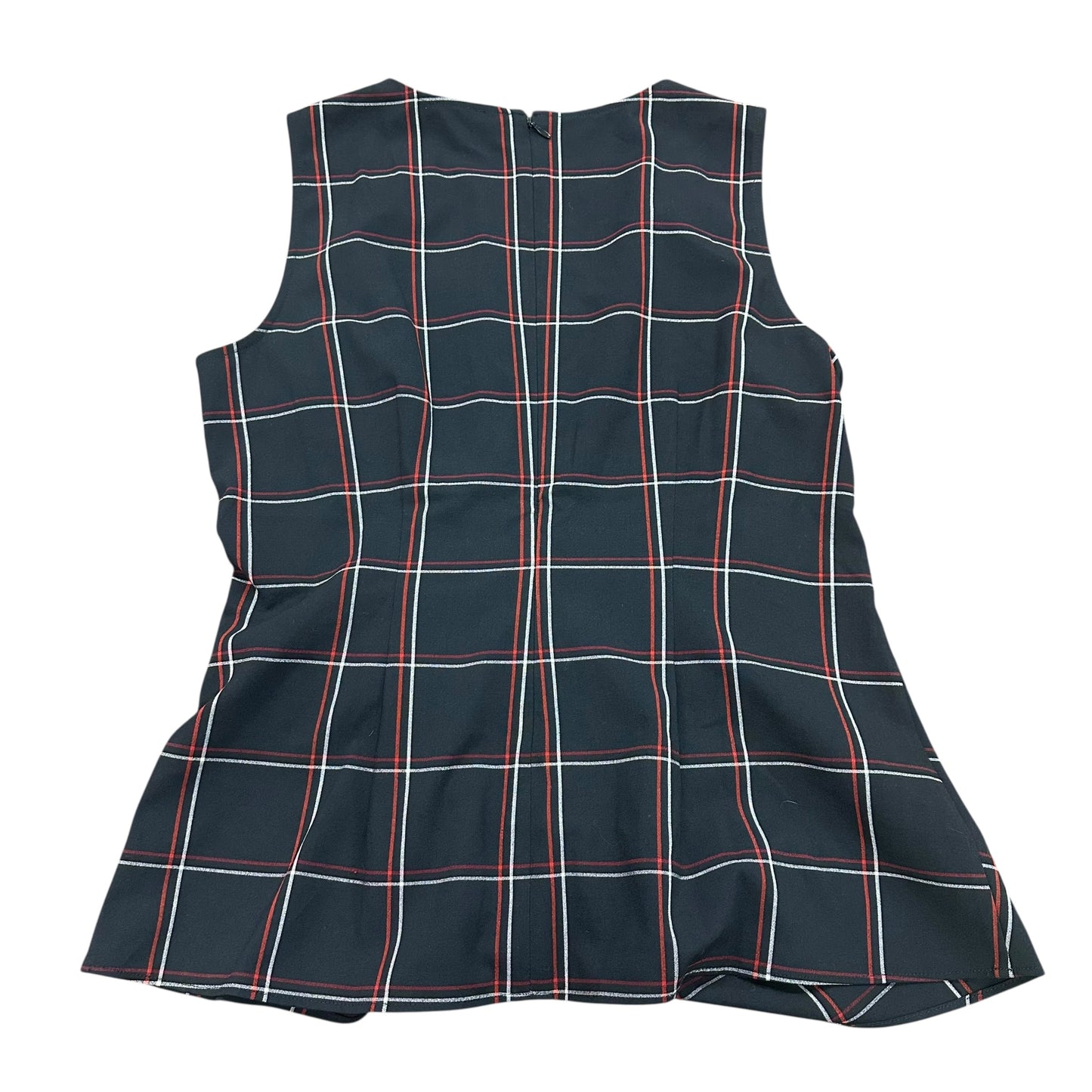 ANN TAYLOR NAVY RED WHITE PLAID TOP 100 NWT SZ 8P