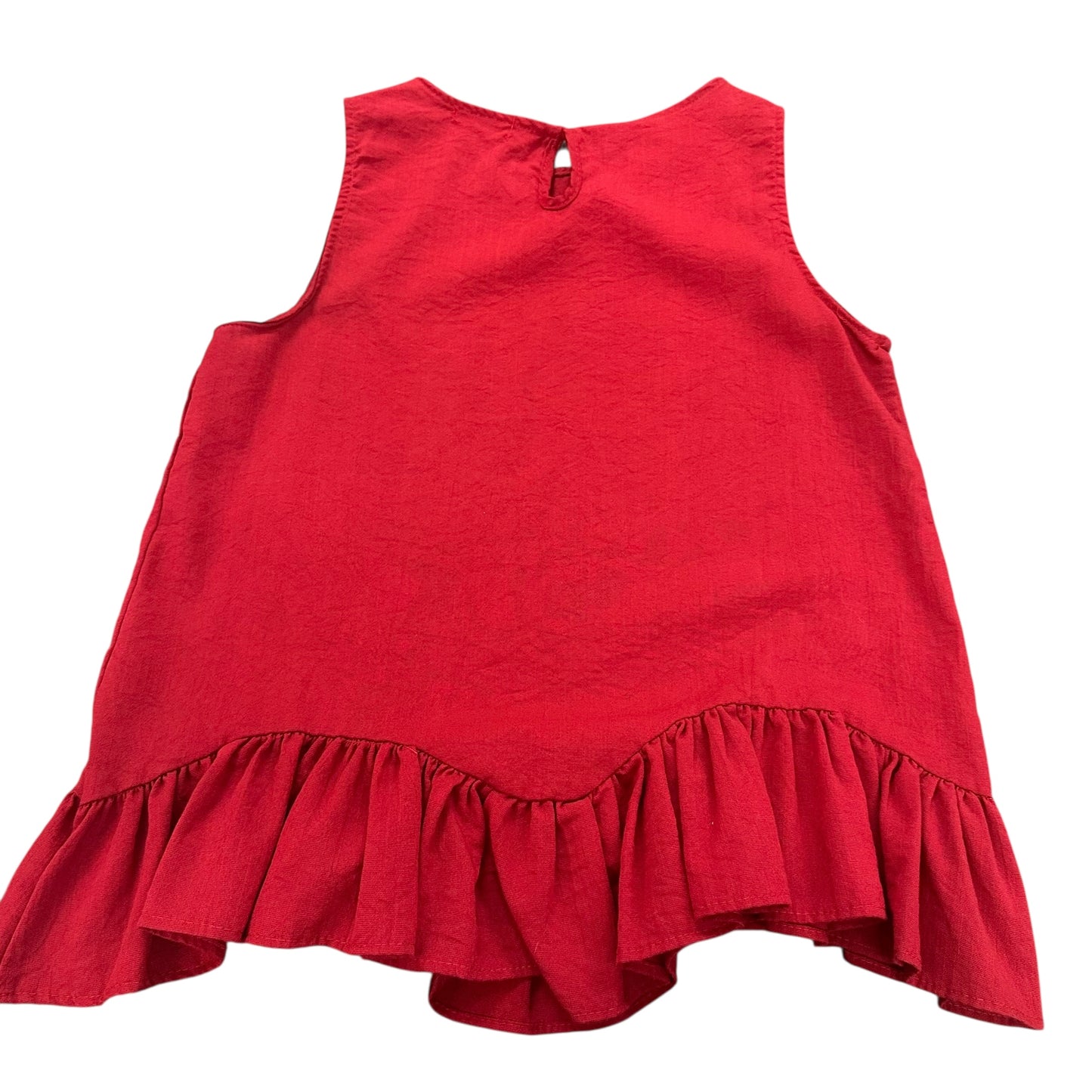 VYJ STUDIO RED RUFFLE HEM BLOUSE 100 MEDIUM