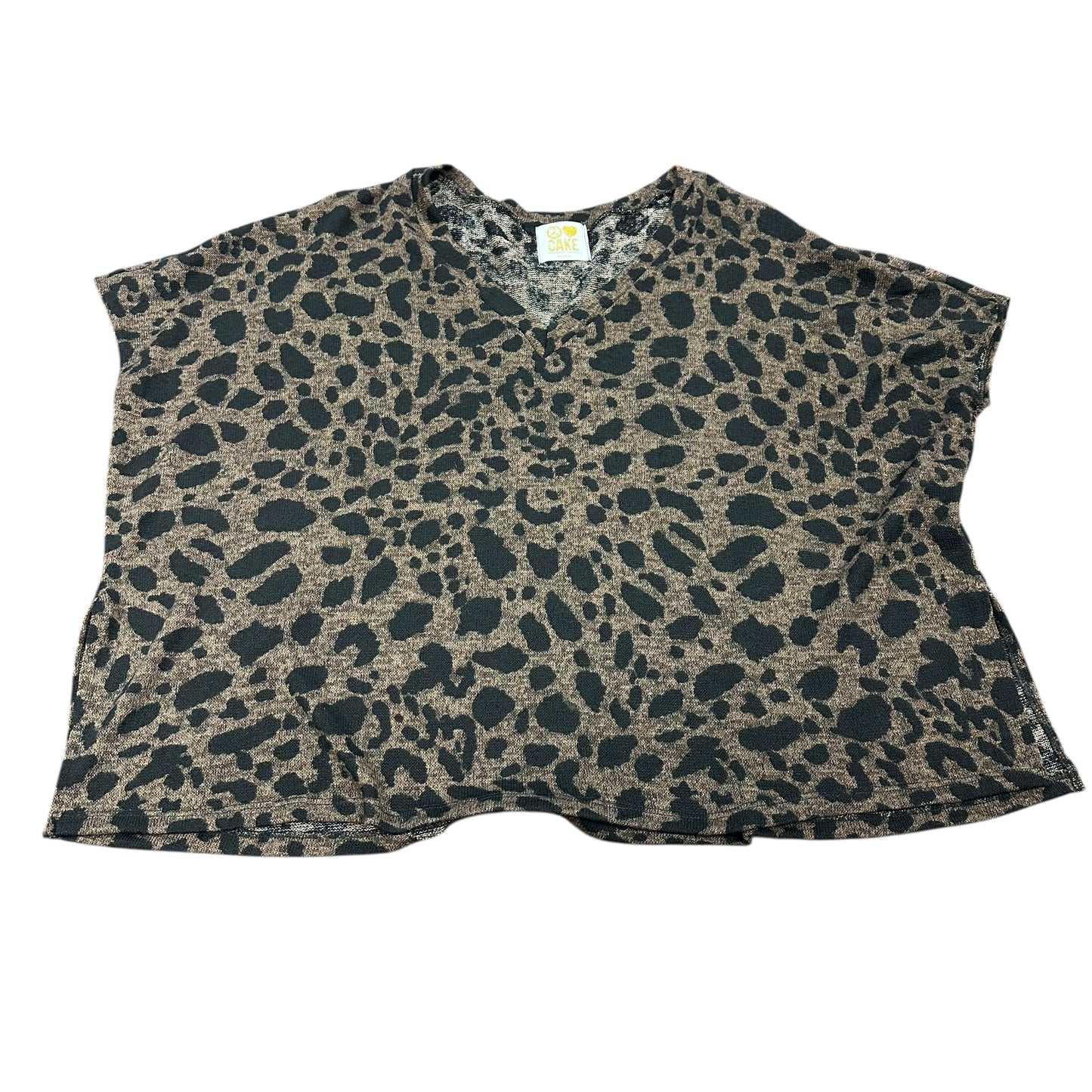 PEACE LOVE CAKE KNIT ANIMAL PRINT TOP 179 MEDIUM OVERSIZED