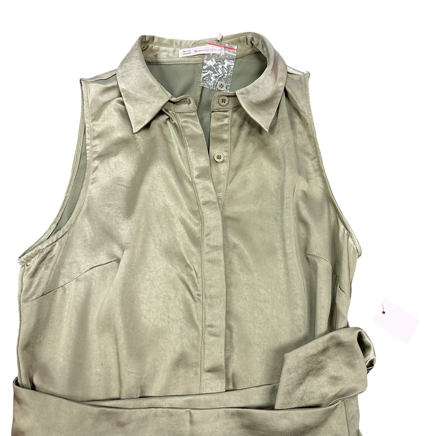 HERE COMES THE SUN GREEN SATIN DRESS 223 NWT MEDIUM