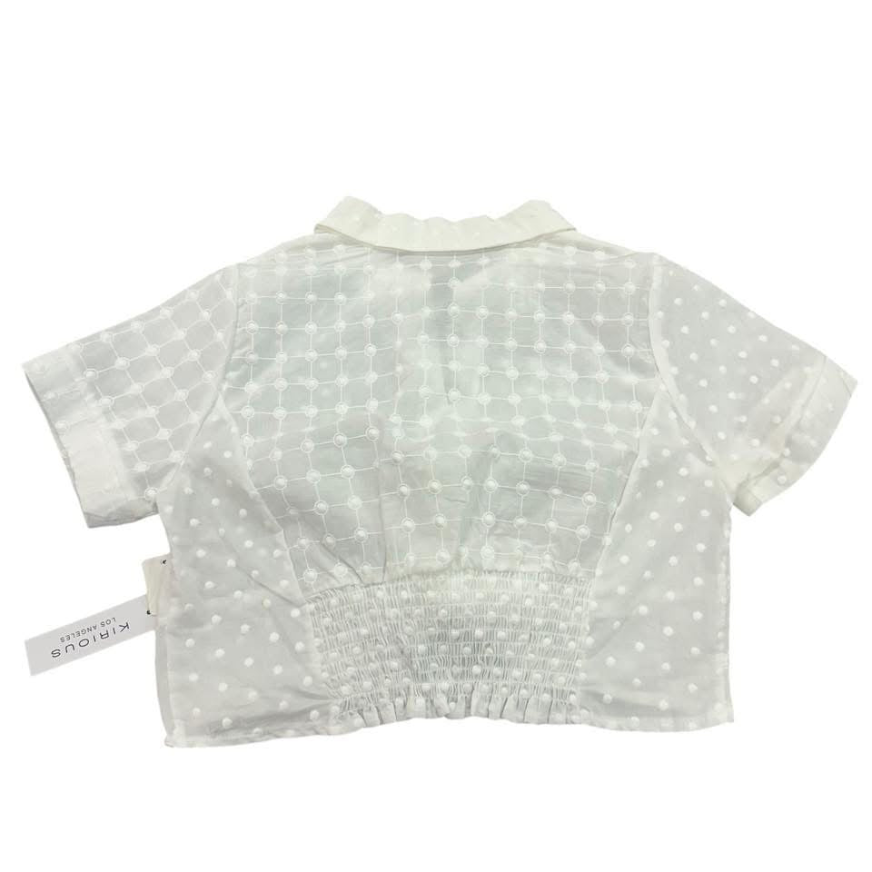 KIRIOUS WHITE SWISS DOT CROP TOP 122 NWT LARGE