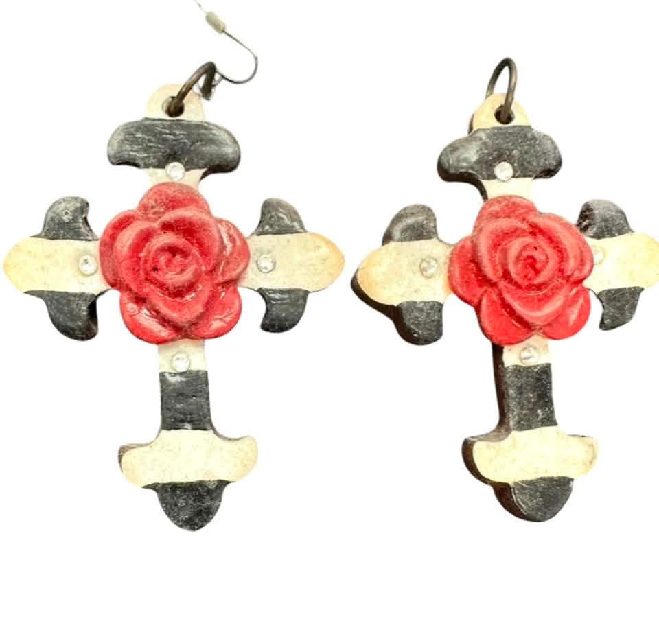 SOOKIE SOOKIE STRIPED ROSE EARRINGS HOOKS 143