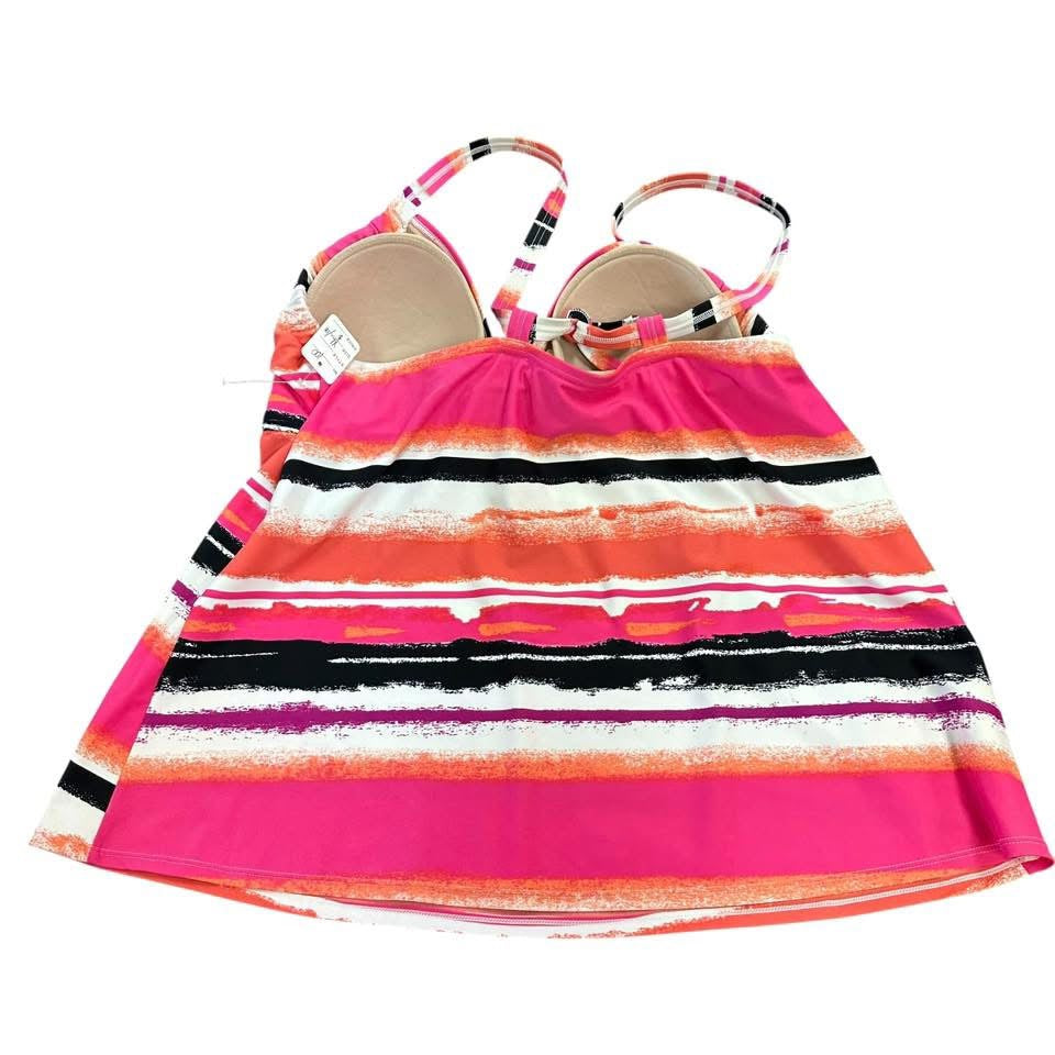 SWIM BY CACIQUE COLORFUL STRIPED TANKINI TOP 100 Sz 18