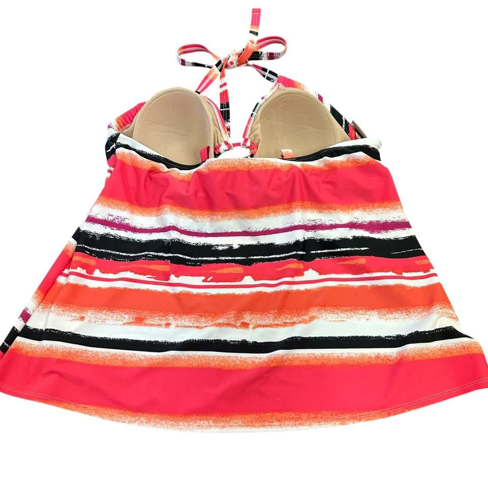 SWIM BY CACIQUE COLORFUL STRIPED TANKINI TOP 7 Sz 22