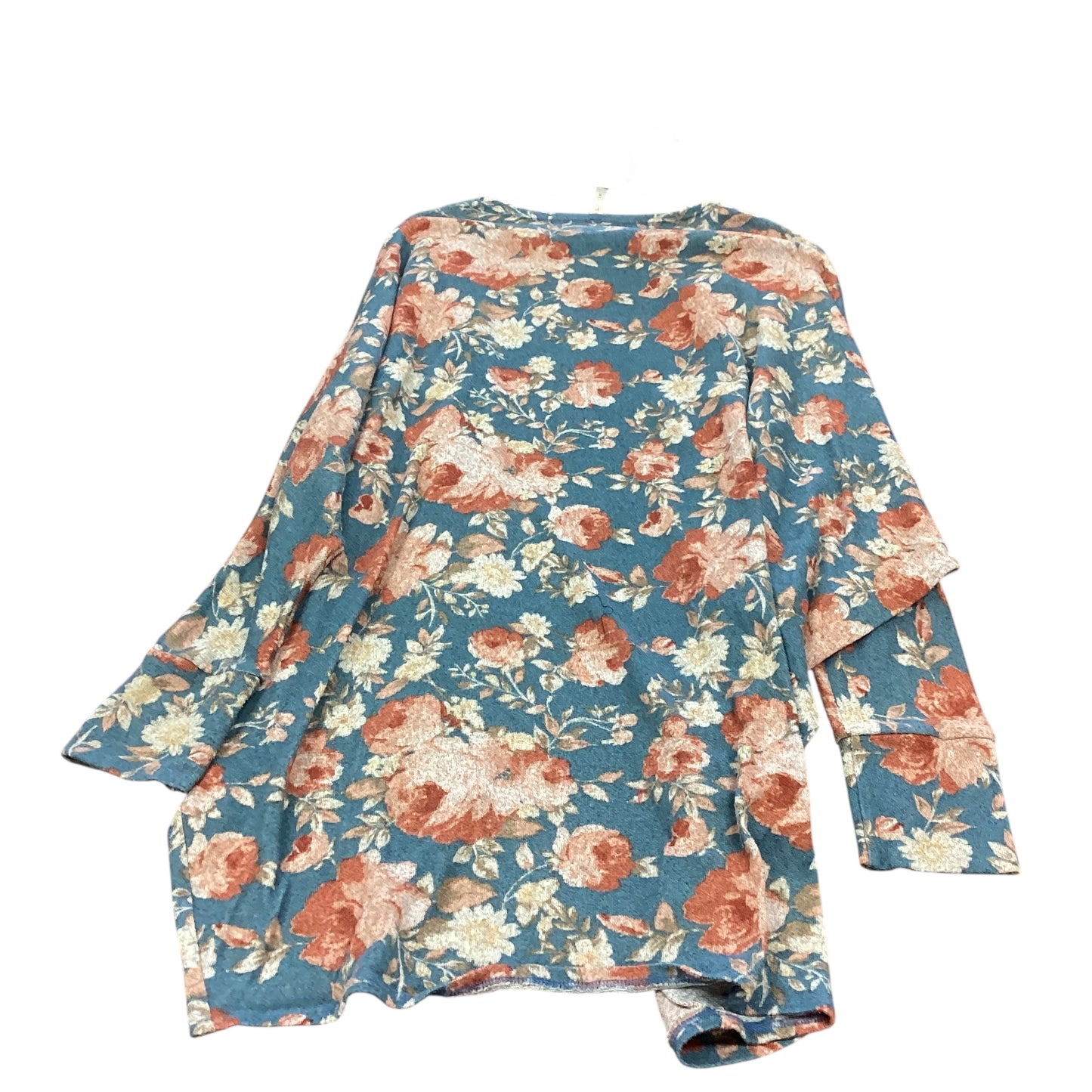 EMERALD BLUE FLORAL KNIT KIMONO 94 1X