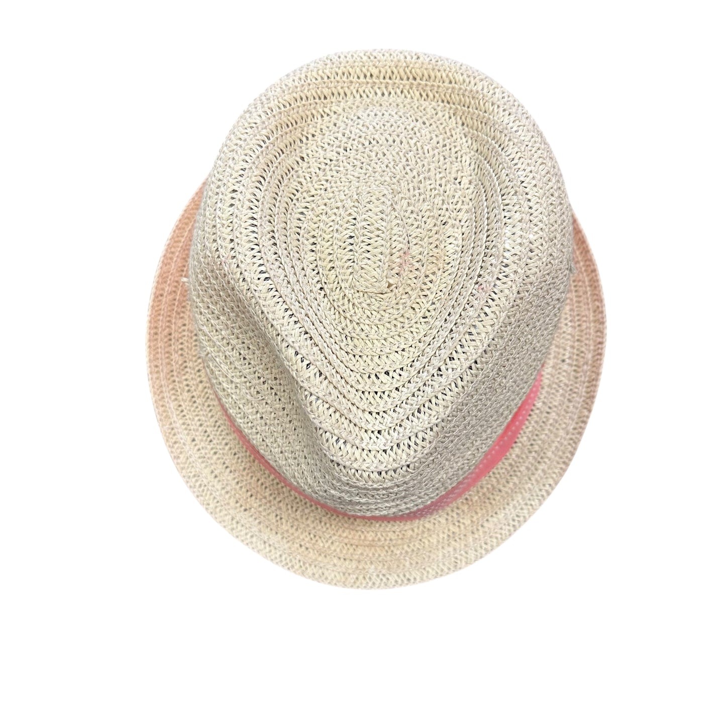 TAN PINK STRAW FEDORA HAT 161