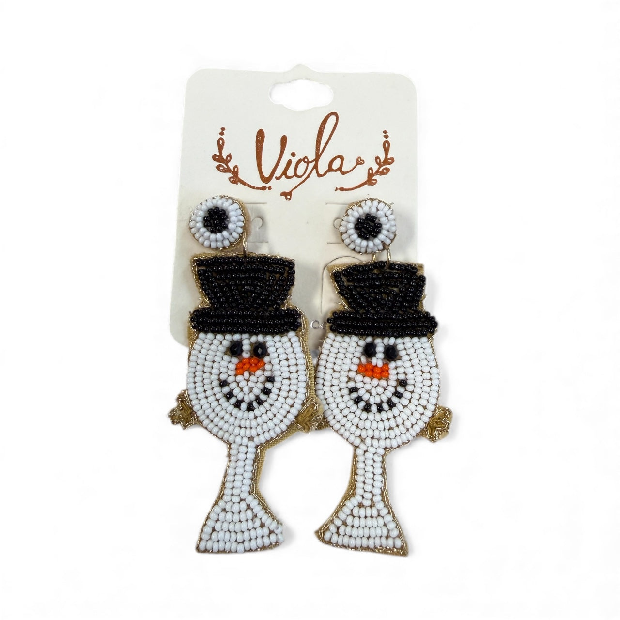 BEADED CHRISTMAS EARRINGS SNOWMEN 84
