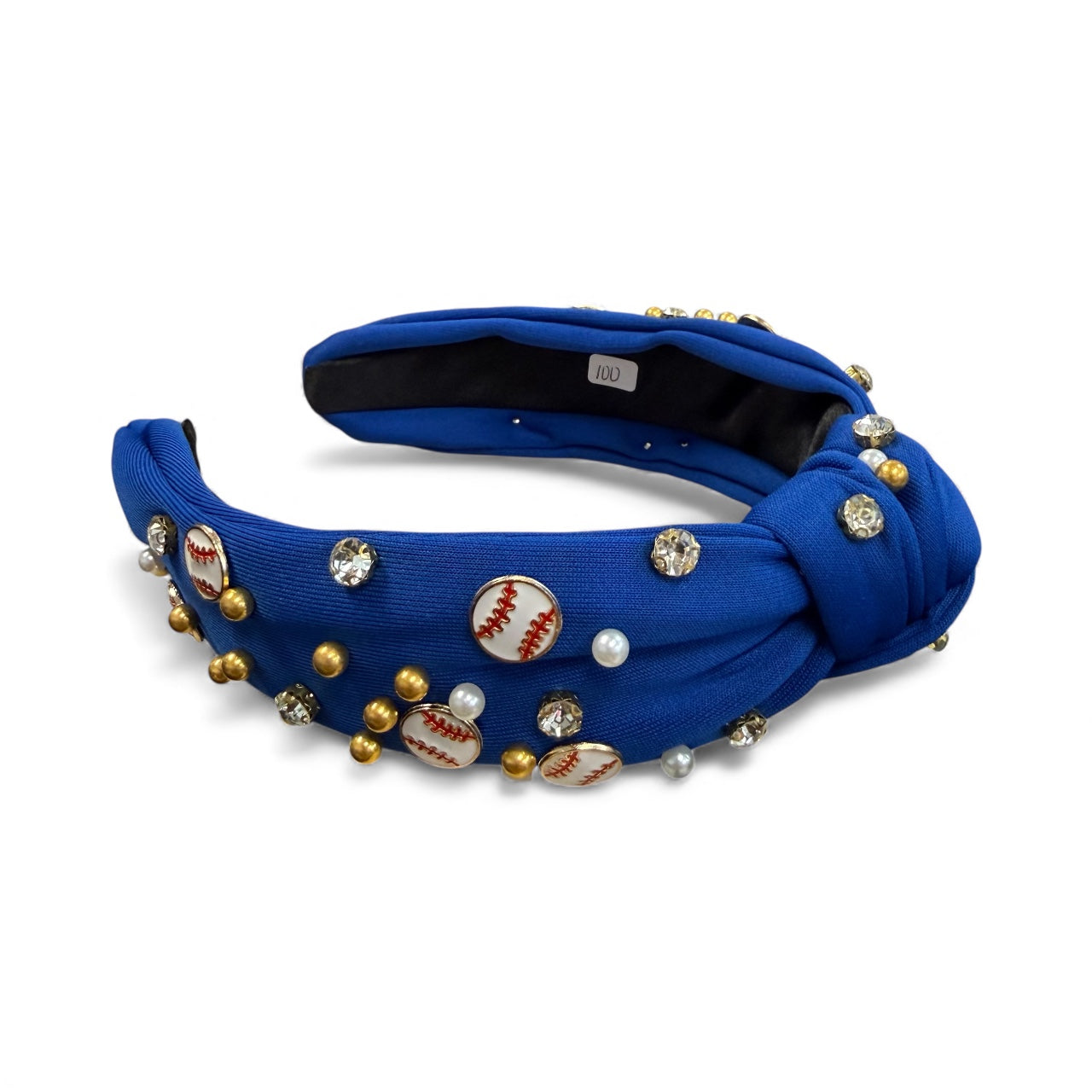 BASEBALL RHINESTONE HEADBAND BLUE