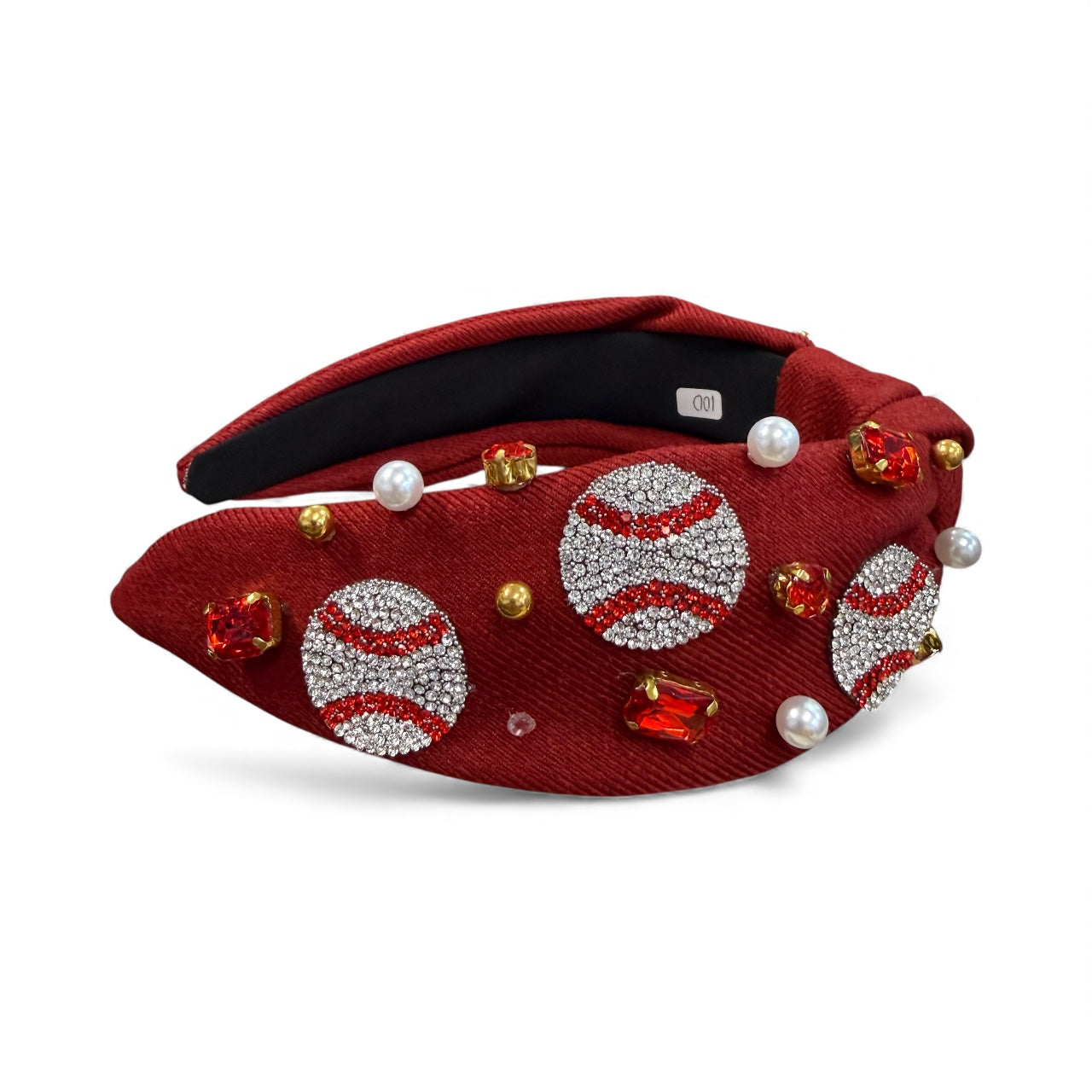 BASEBALL RHINESTONE HEADBAND BURGUNDY