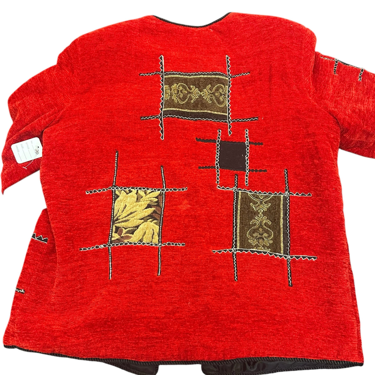 ALLURE VINTAGE ART TO WEAR RED CHENILLE BLAZER Y2K 38 SMALL