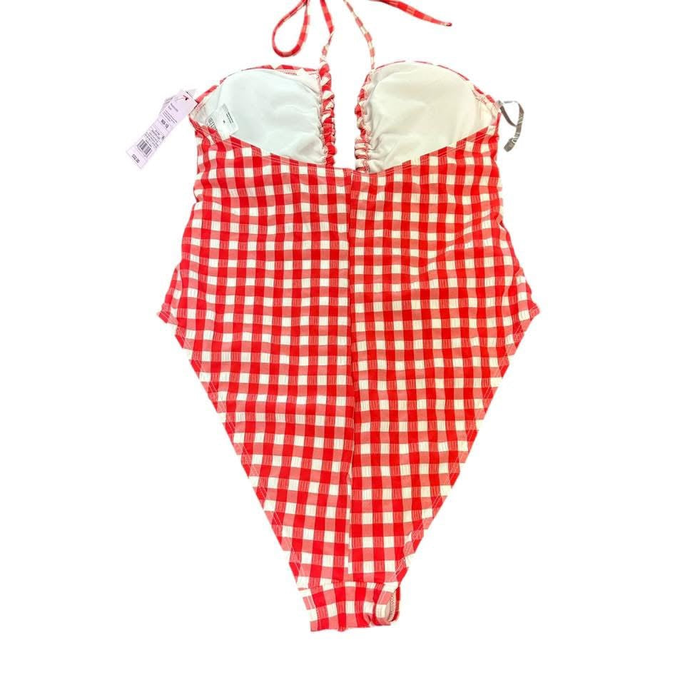 WILD FABLE RED WHITE CHECKERED SWIMSUIT 139 NWT $35.00 MEDIUM