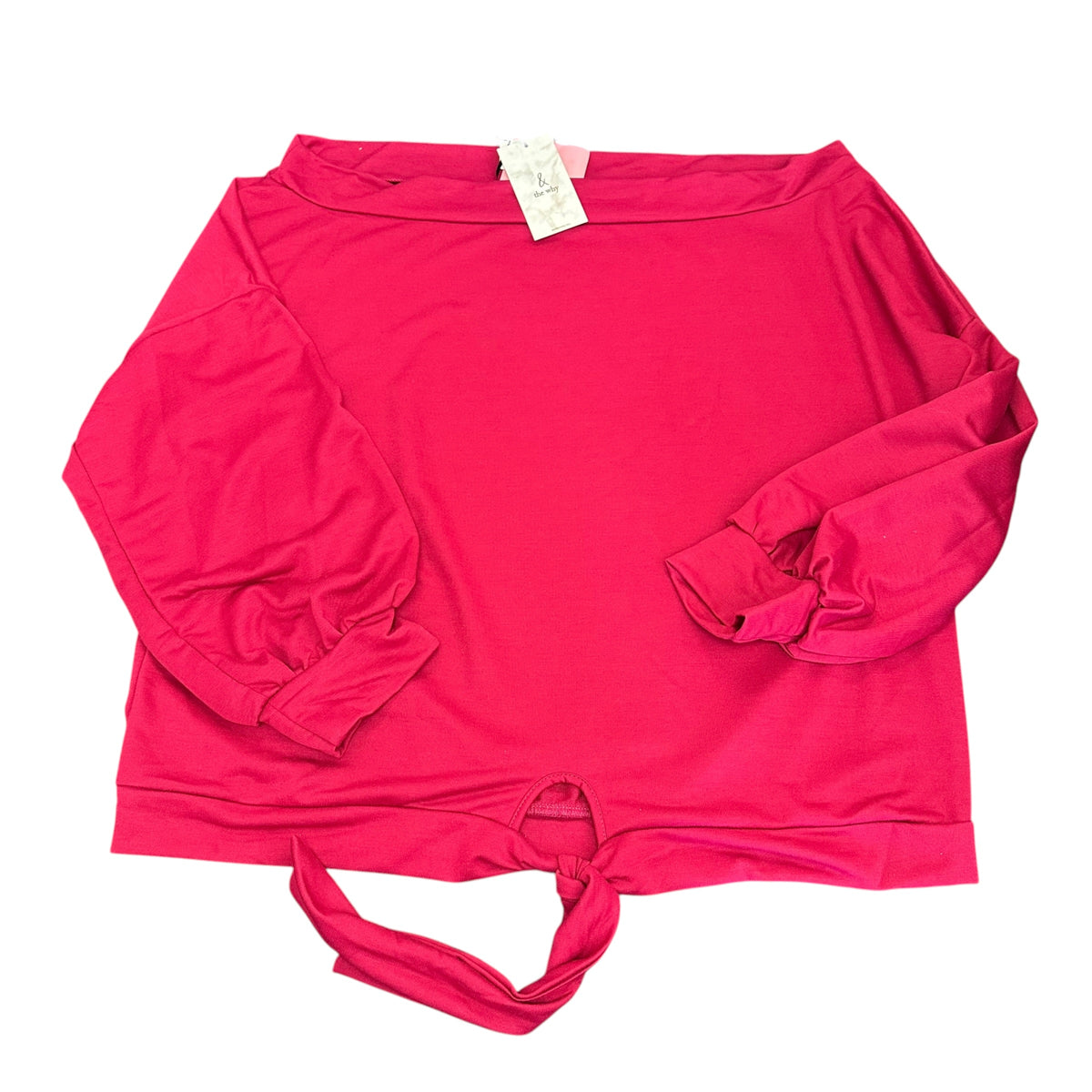 ANDTHEWHY CRANBERRY OFFSHOULDER WAIST TIE TOP NWOT 296 MEDIUM