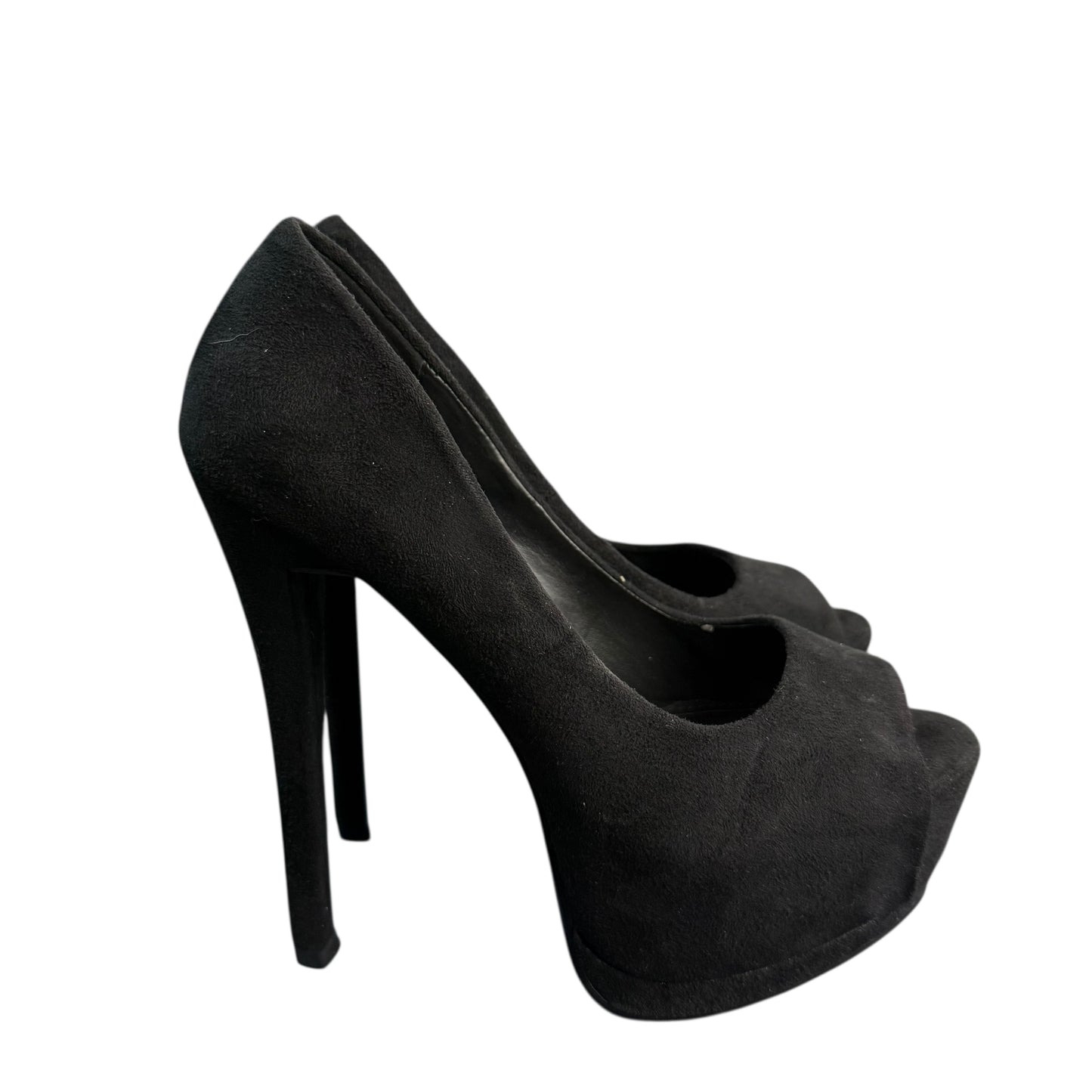 PAPRIKA BLACK PEEP TOE PLATFORM HEELS Sz 5.5