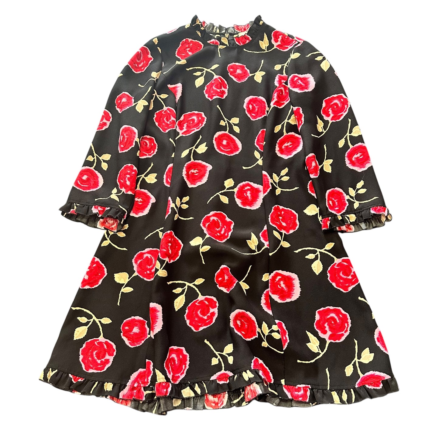 KATE SPADE BLACK ROSE FLORAL DRESS 100 SZ 8