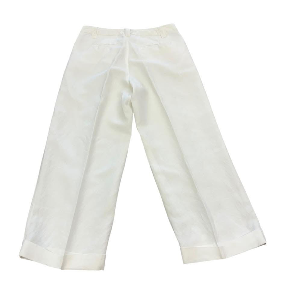 DAVID N LINEN BLEND CROPPED PANTS 84 Sz 8