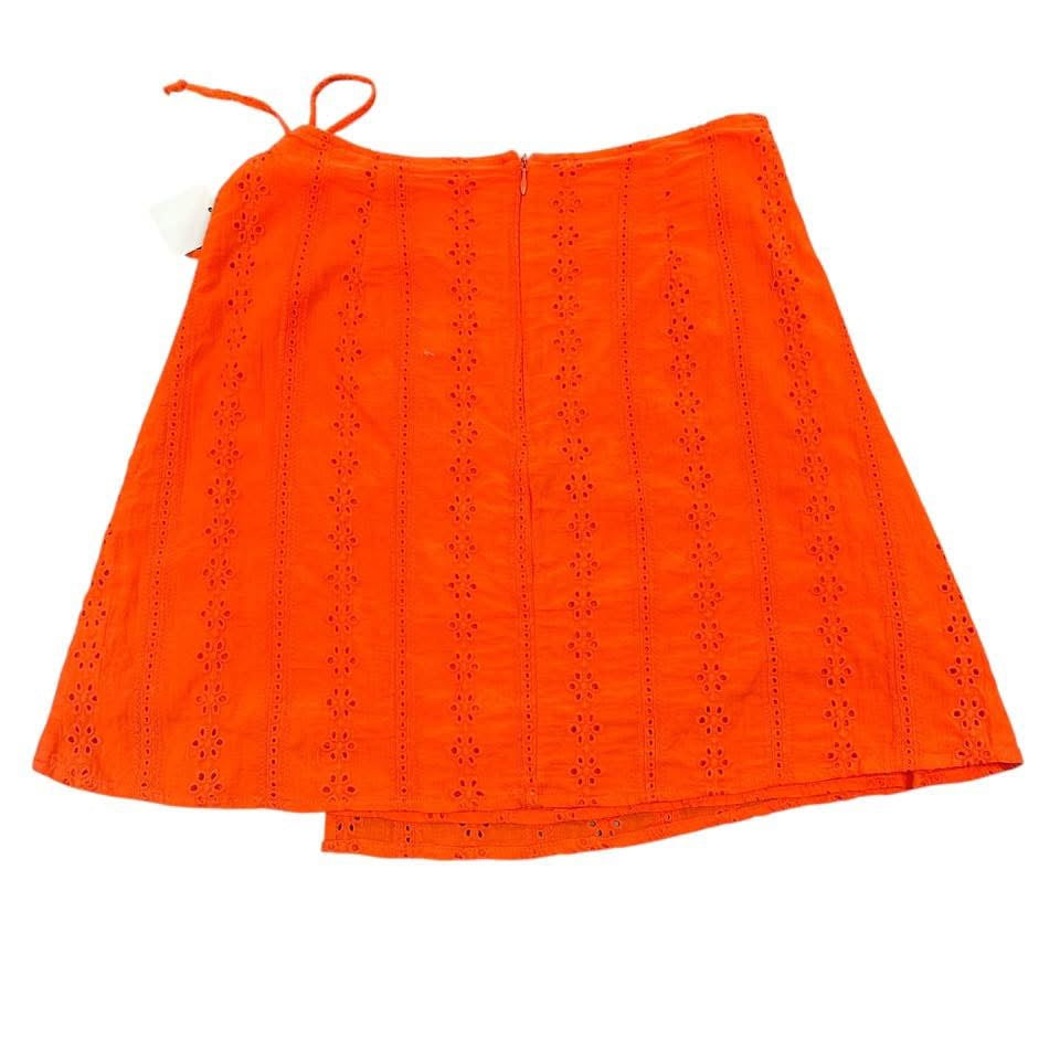 MIAMI ORANGE EYELET WRAP SKIRT MEDIUM