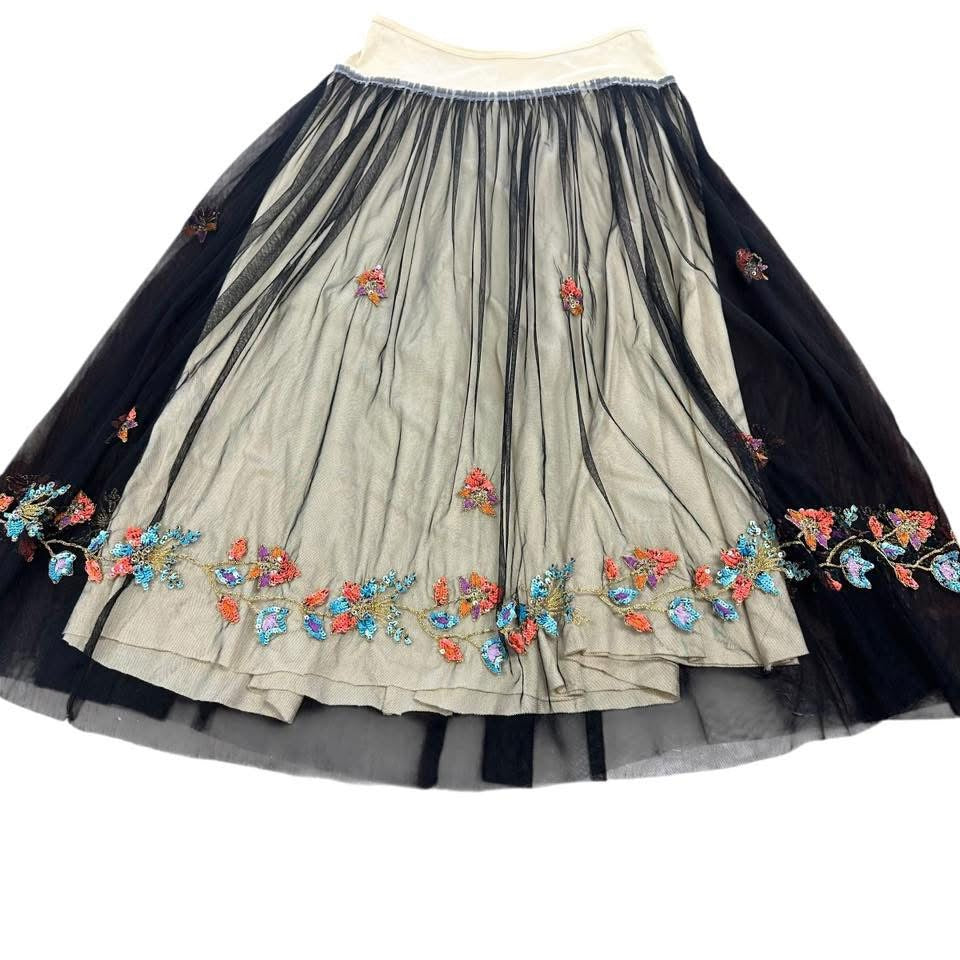 CHAN LUU MESH EMBROIDERED SKIRT 6 MEDIUM