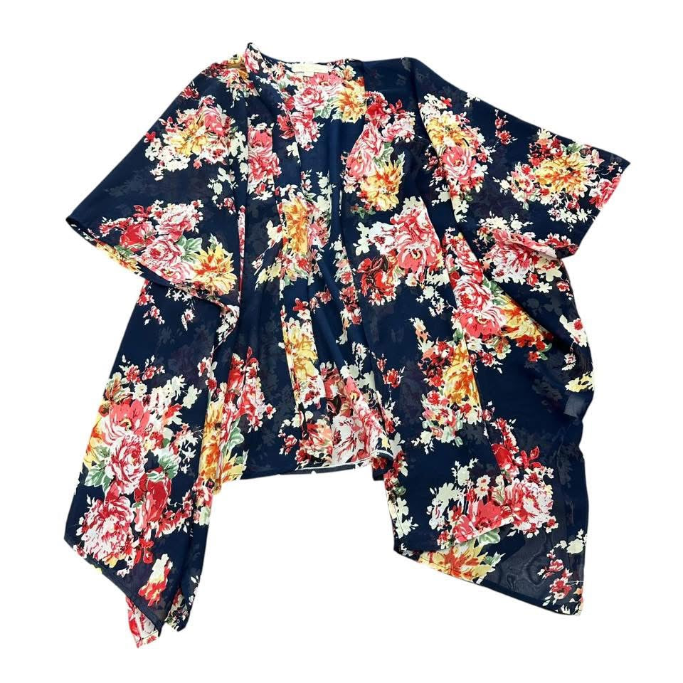 NESLAY NAVY FLORAL KIMONO 143 S/M
