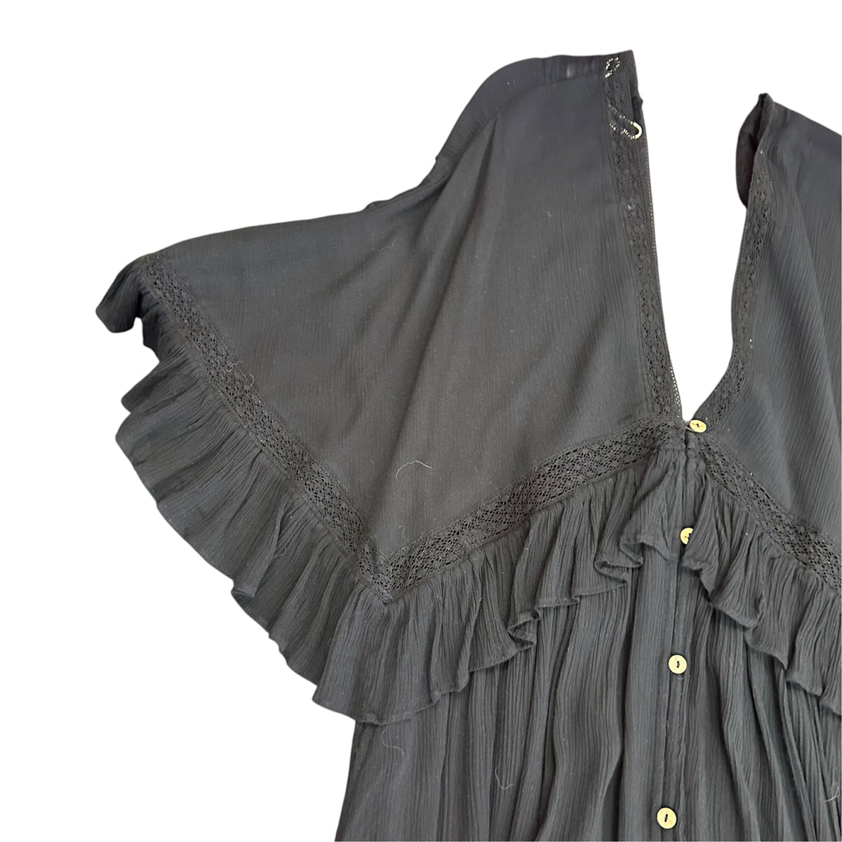FREE PEOPLE BLACK MAXI GAUZE DRESS LOOSE FIT 285 SMALL