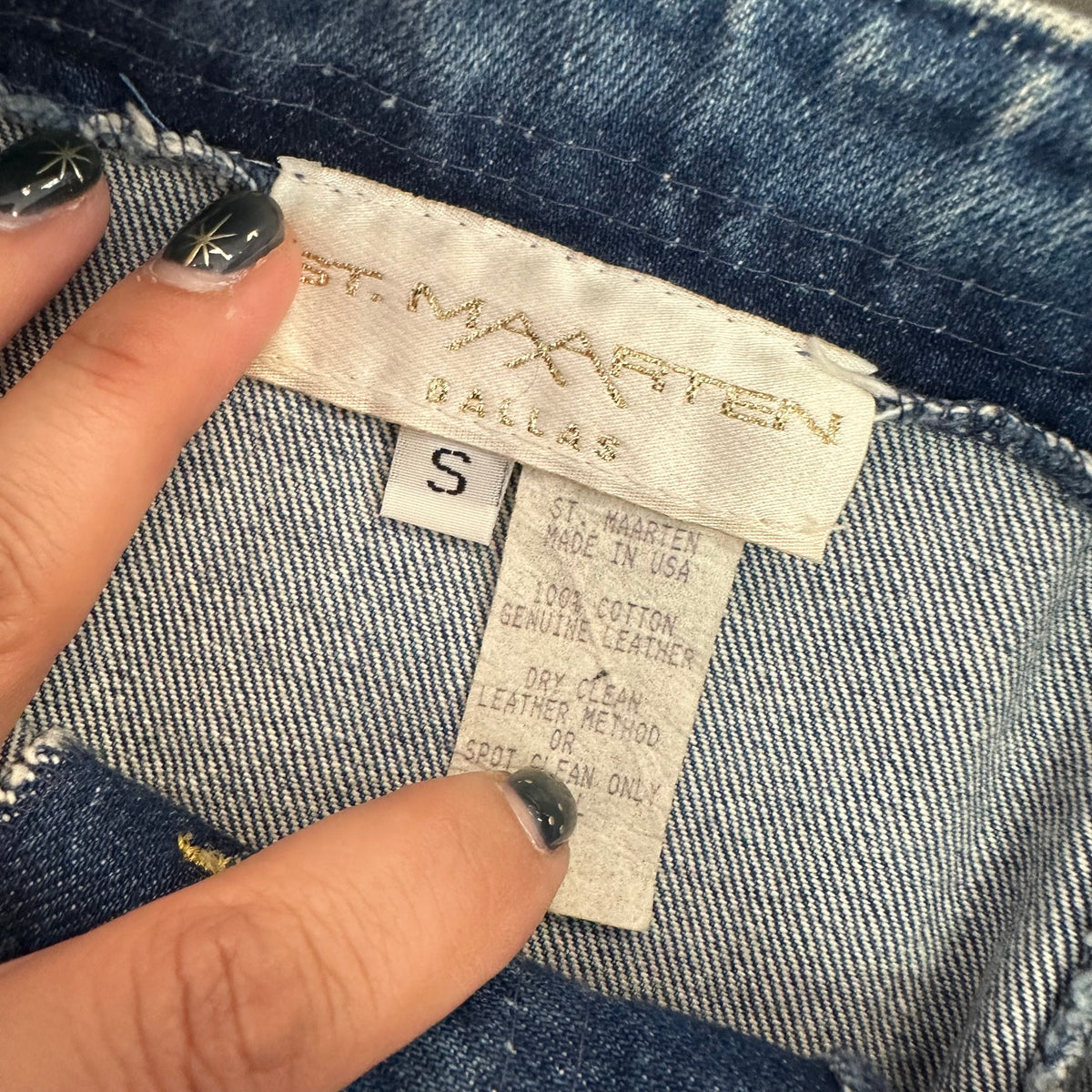 ST MAARTEN BLUE DENIM BUTTON FRONT SKIRT VINTAGE TEXAS 289 SMALL