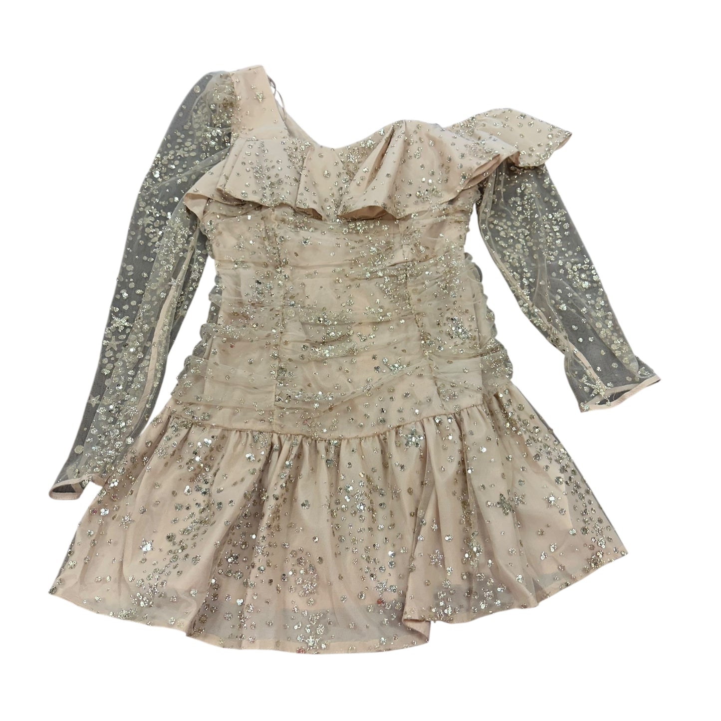 ENDLESS ROSE GOLD MESH RUCHED DRESS 143 MED NWT $114