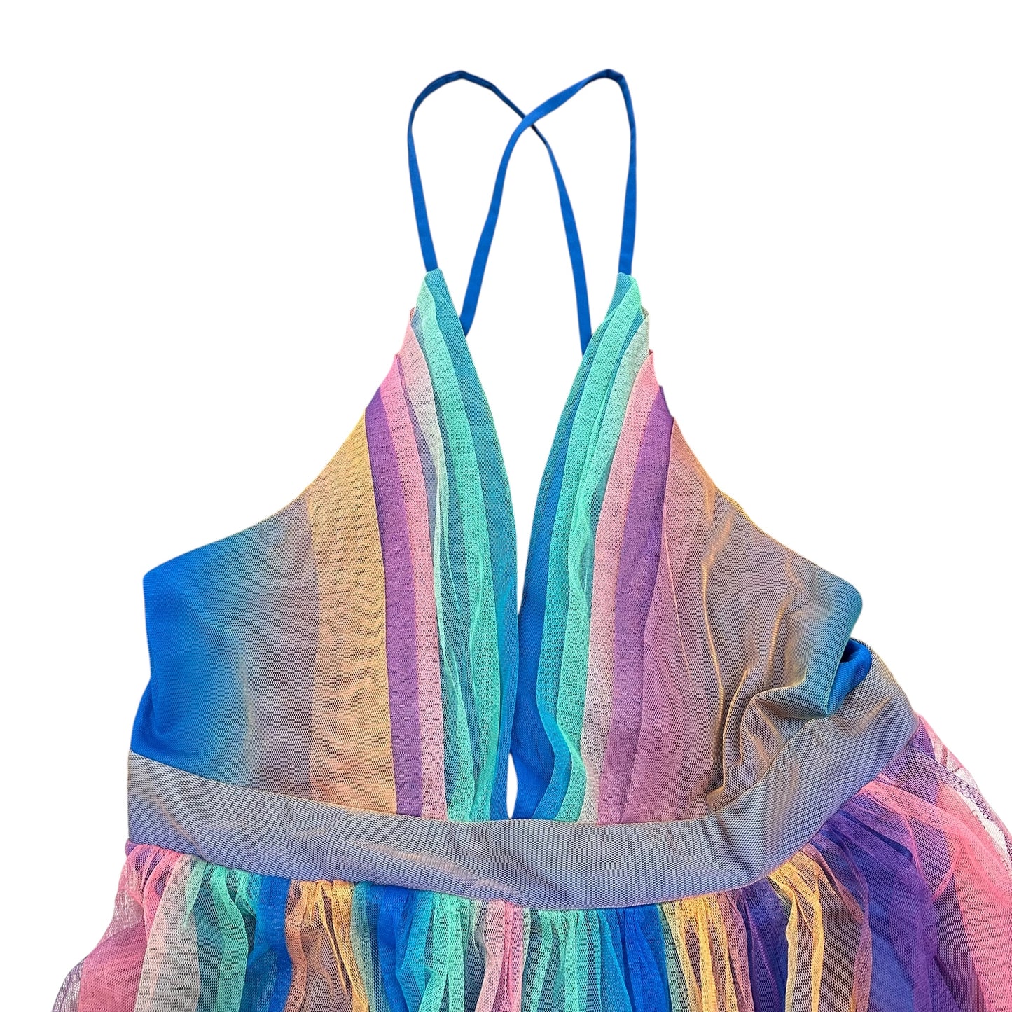 LUXXEL RAINBOW MESH MAXI DRESS 143 MEDIUM NWT