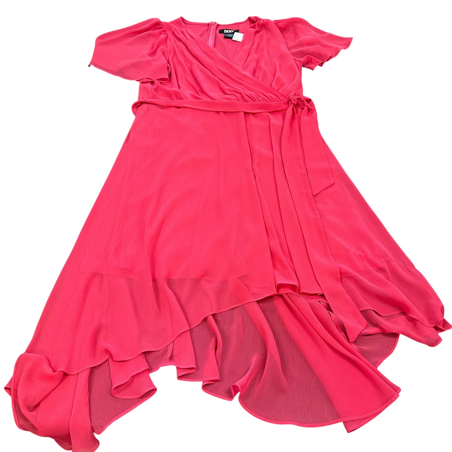 DKNY SALMON CHIFFON MIDI DRESS 123 Sz 20