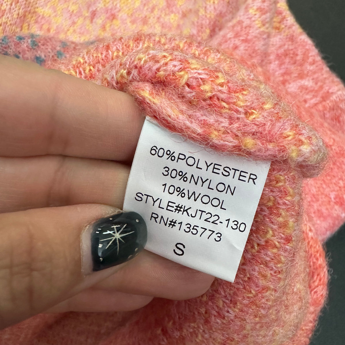 KARLIE MIX YARN YELLOW PINK OMBRE WOOL BLEND SWEATER NWT 298 SMALL