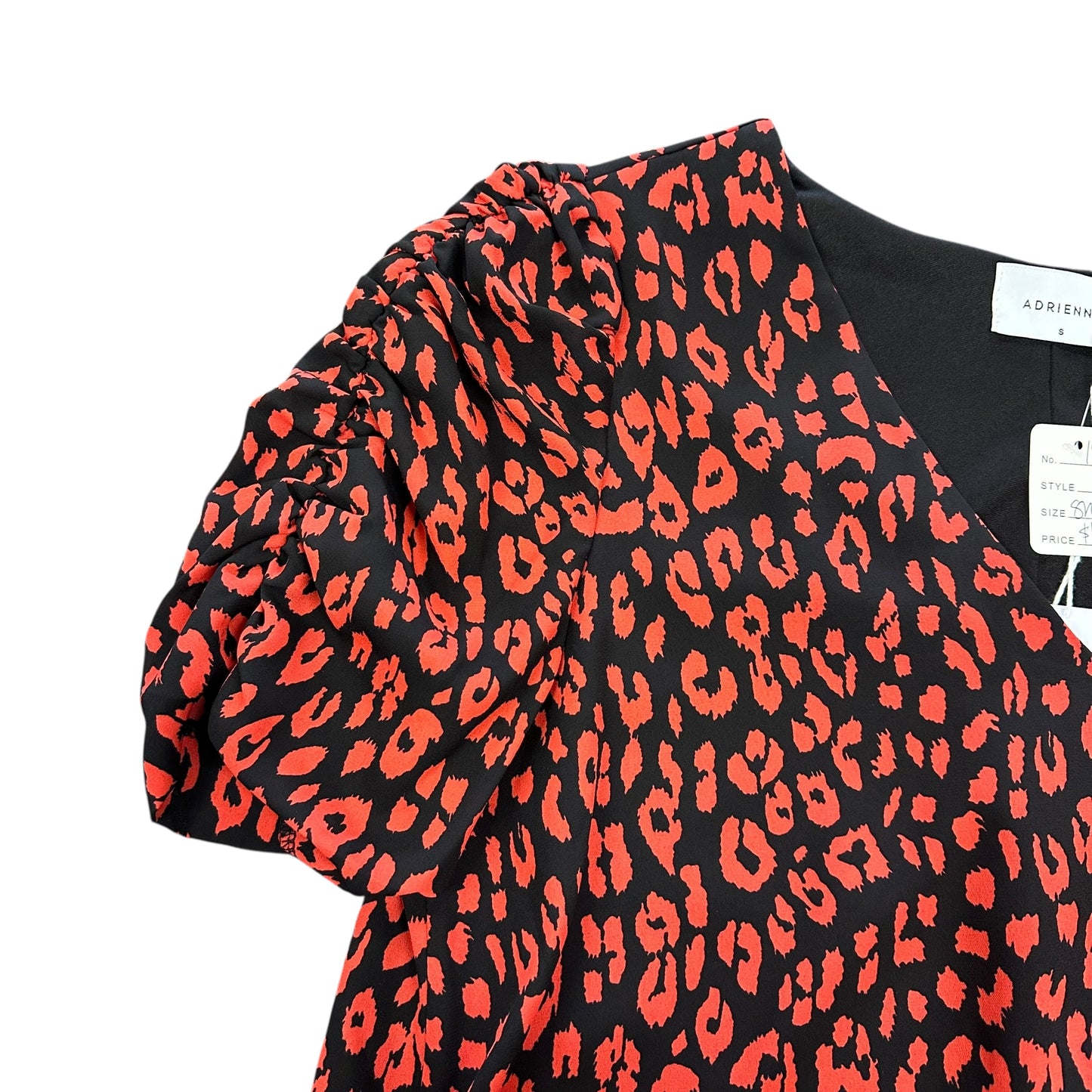 ADRIENNE RED BLACK ANIMAL PRINT BLOUSE NWT 143 SMALL
