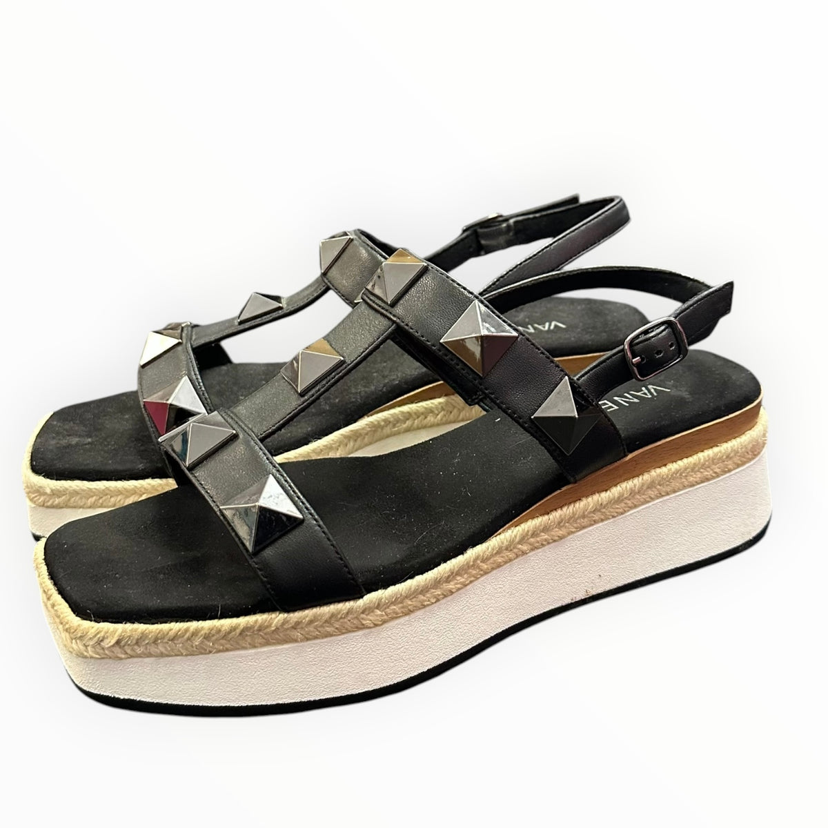 VANELI EDRYS SLINGBACK PLATFORM SANDALS BLACK STUDDED 214 SZ 8.5