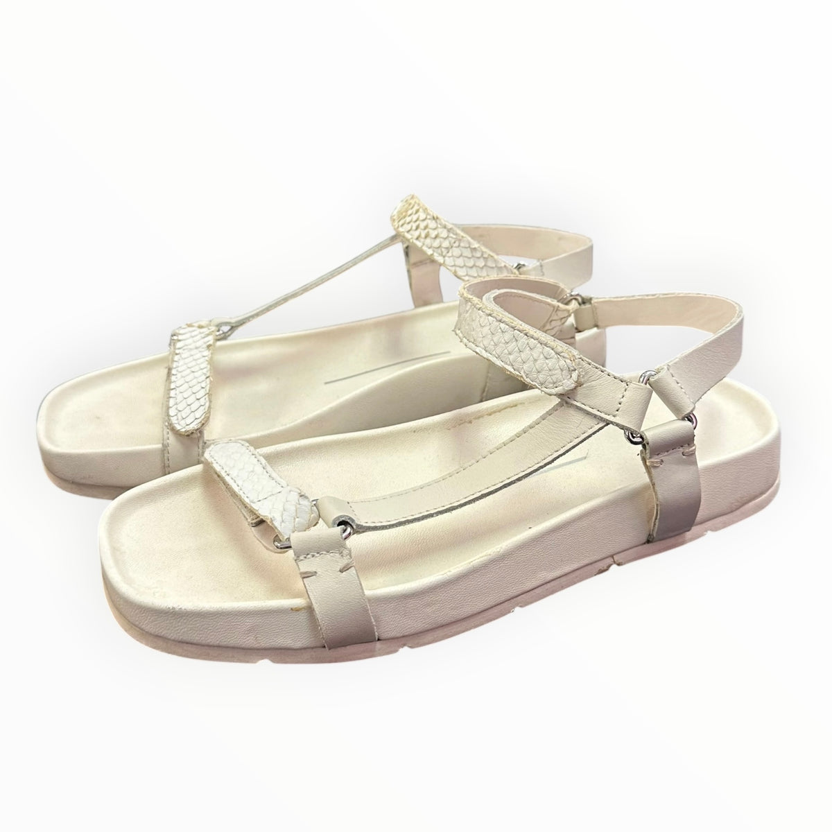 DOLCE VITA DOM OFF WHITE LEATHER SANDALS MINIMALIST 255 SZ 7