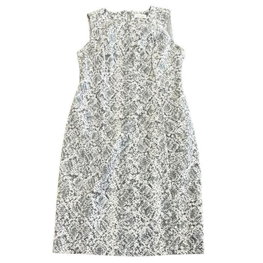 CALVIN KLEIN SNAKESKIN GRAY FAUX SUEDE SHEATH DRESS 100 SZ 10