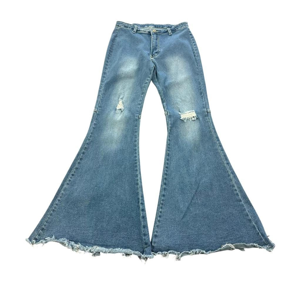 HIGH WAISTED BLUE JEAN FLARES W STRETCH 100 MEDIUM