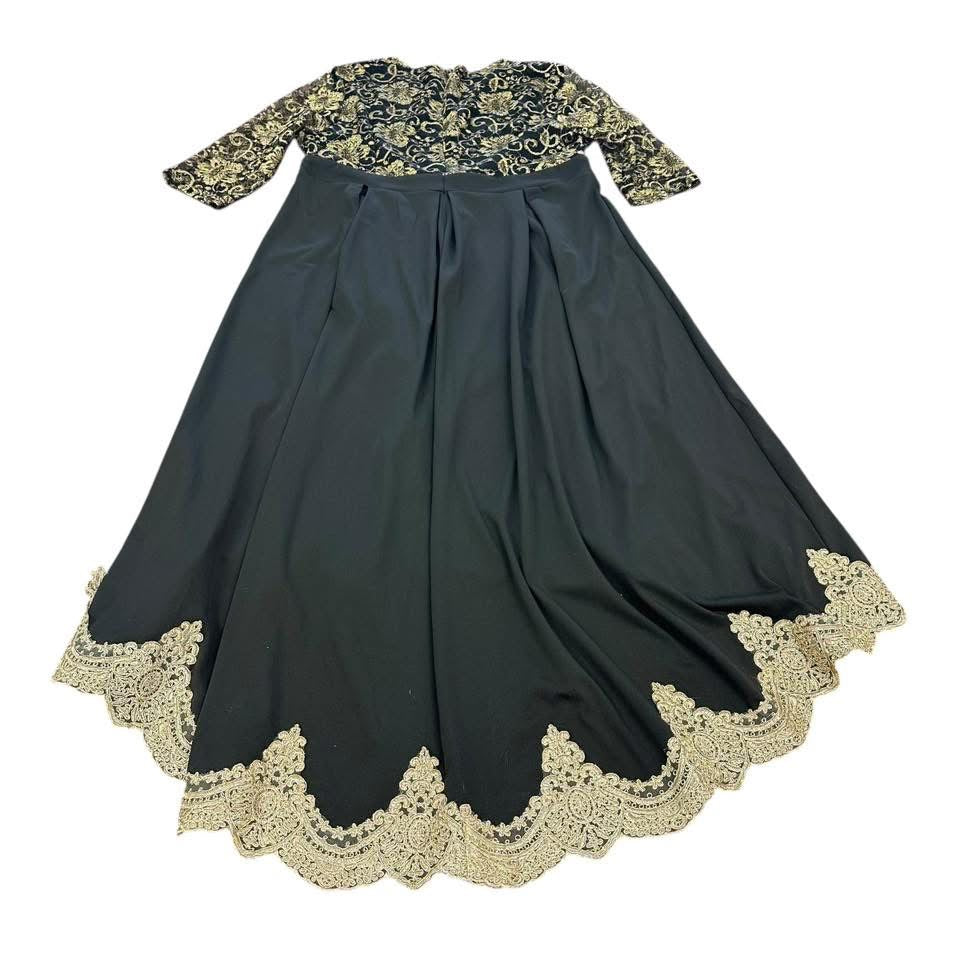 BLACK GOLD LACE FORMAL COCKTAIL DRESS 2XL