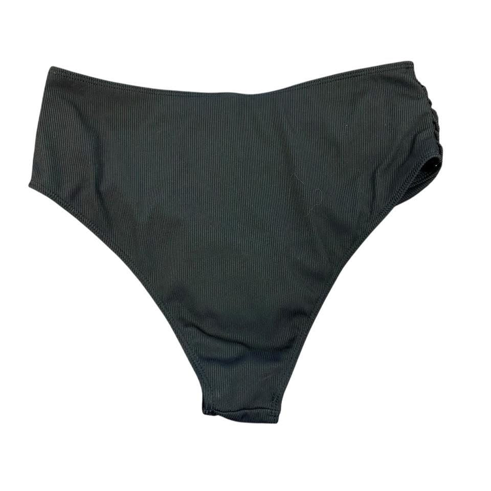 BLACK RIBBED HIGH WAIST SWIM BRIEFS 1XL
