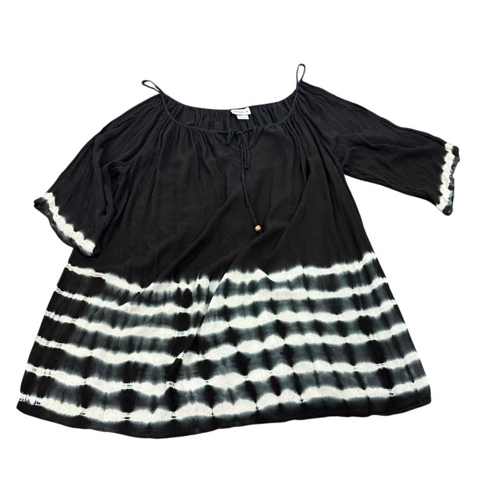 SWIMSUITS FOR ALL BLACK WHITE TIE DYE COVERUP Sz 22/24