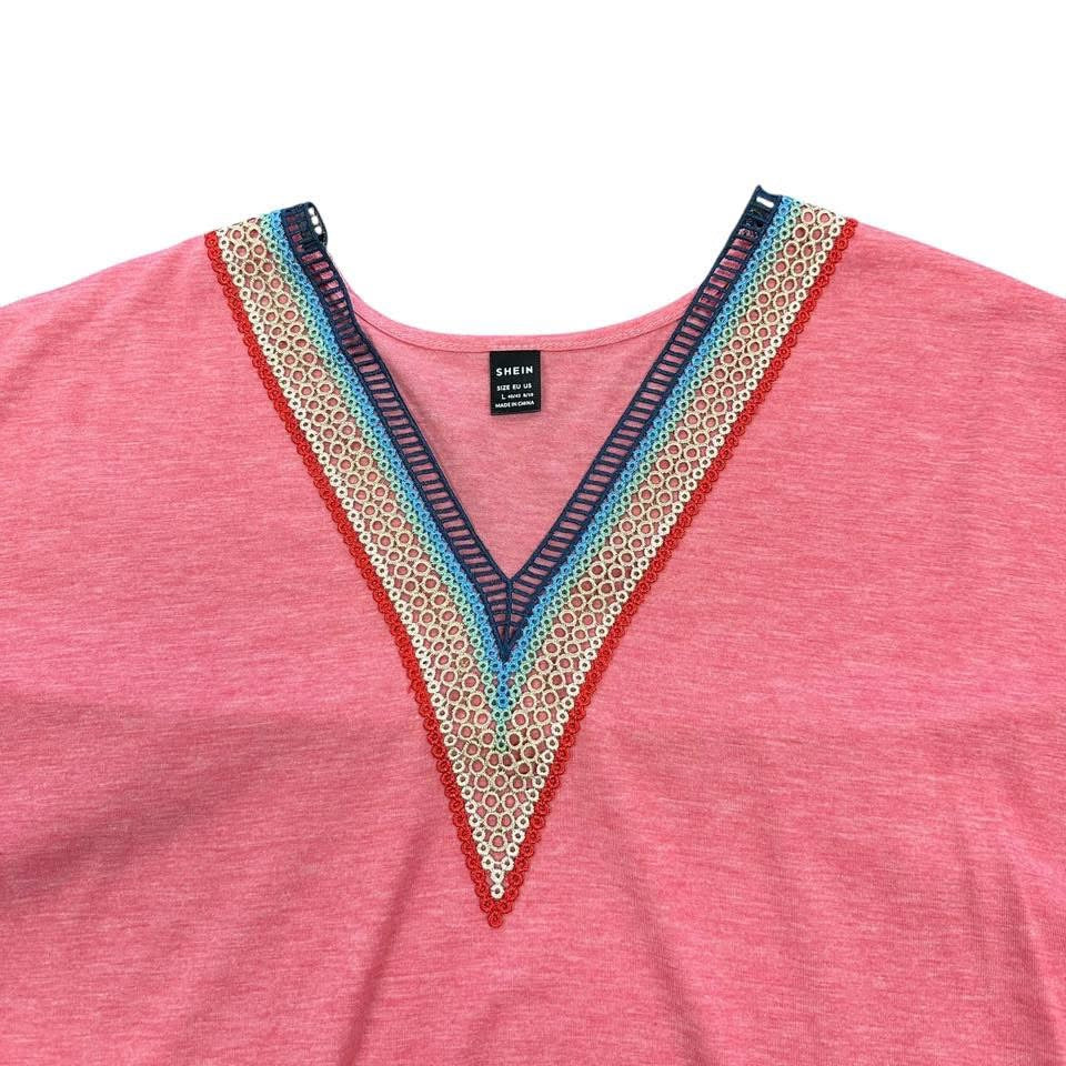 SHEIN SALMON TOP CROCHET NECKLINE 100 LARGE