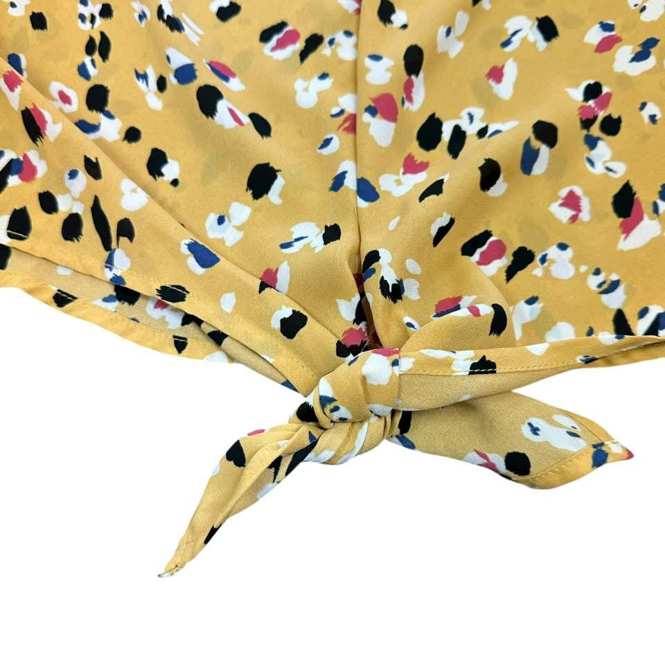 WEST KEI MUSTARD YELLOW ANIMAL PRINT BLOUSE 241 LARGE