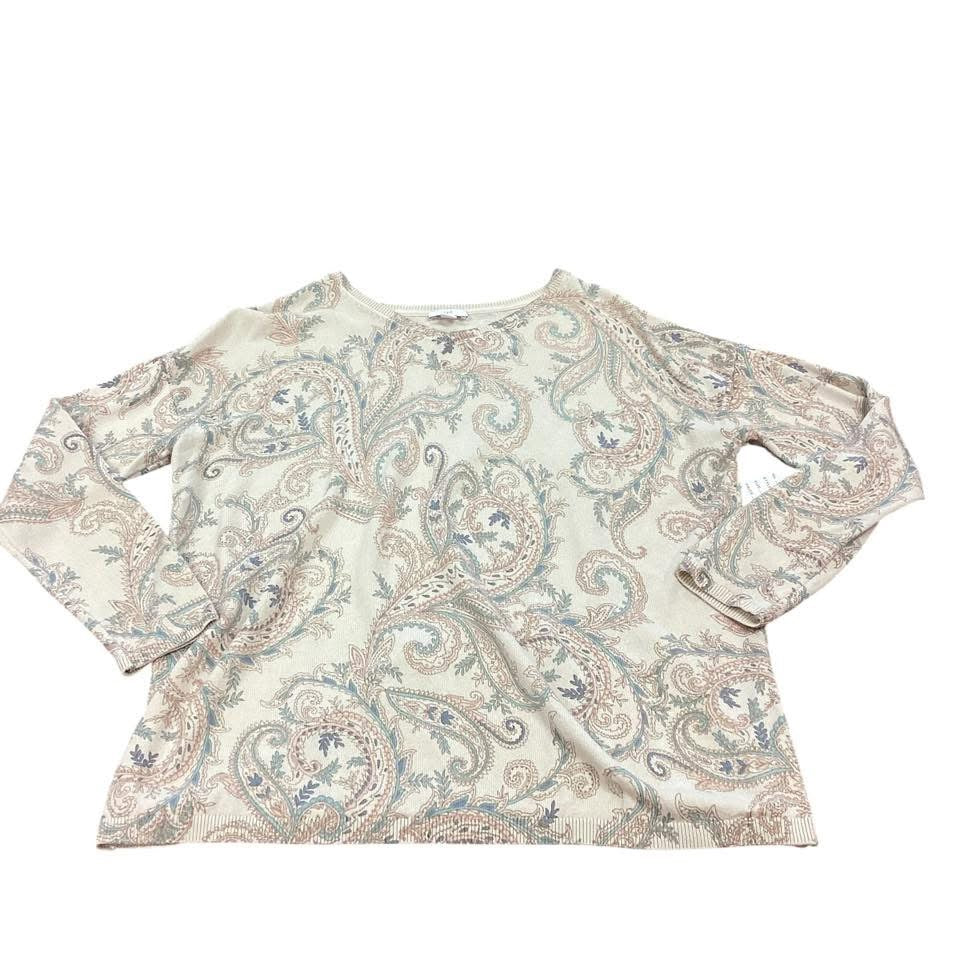J JILL PAISLEY BEIGE SWEATER 228 SMALL