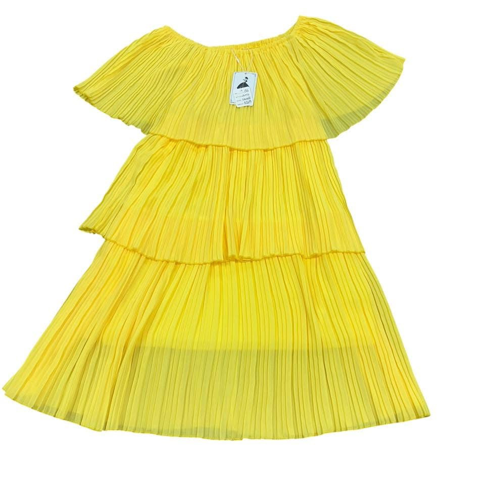 BEBPILOO YELLOW PLEATED DRESS 38 NWT SMALL