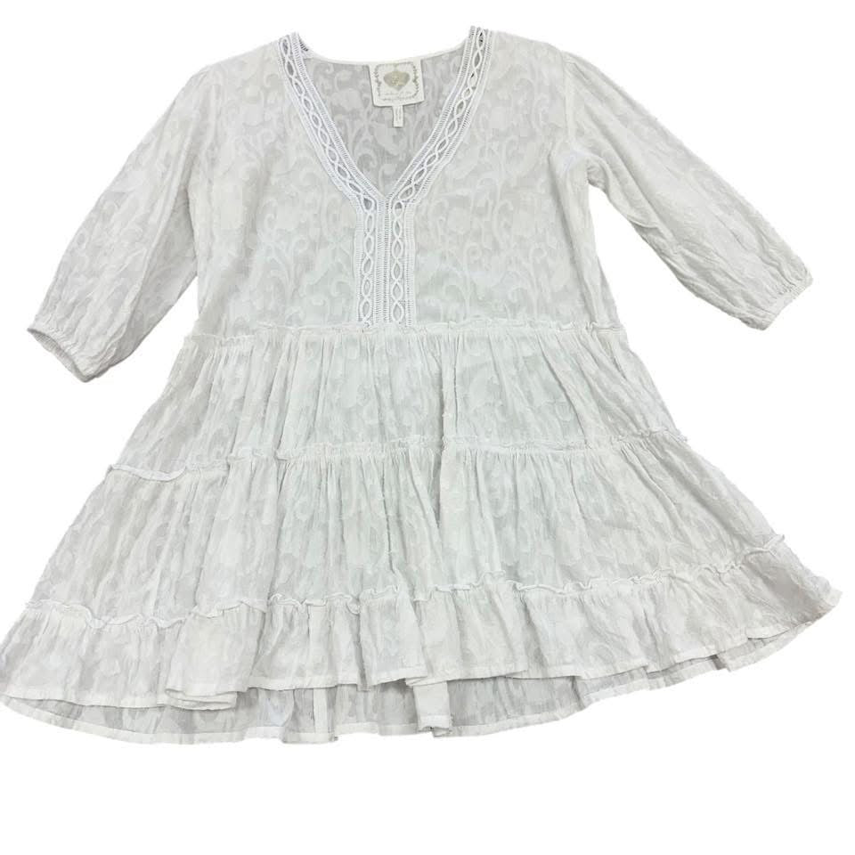Z&L WHITE TIERED DRESS 100% COTTON 155 SMALL