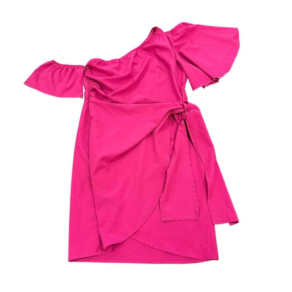 SHEIN PINK FAUX WRAP DRESS 192 SMALL