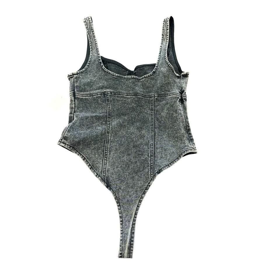 BLACK DENIM BODYSUIT 228 MEDIUM