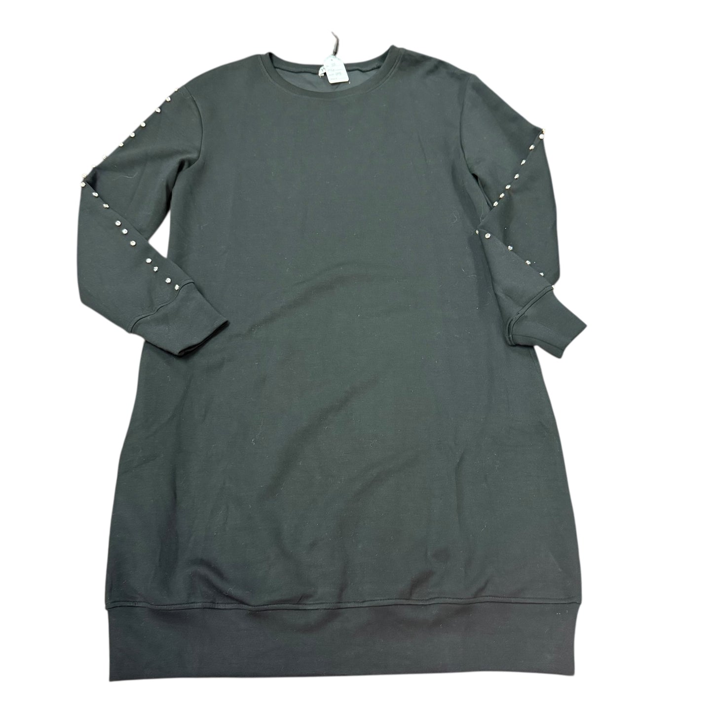WHY BLACK SWEATSHIRT DRESS RHINESTONE 100 LARGE NWT