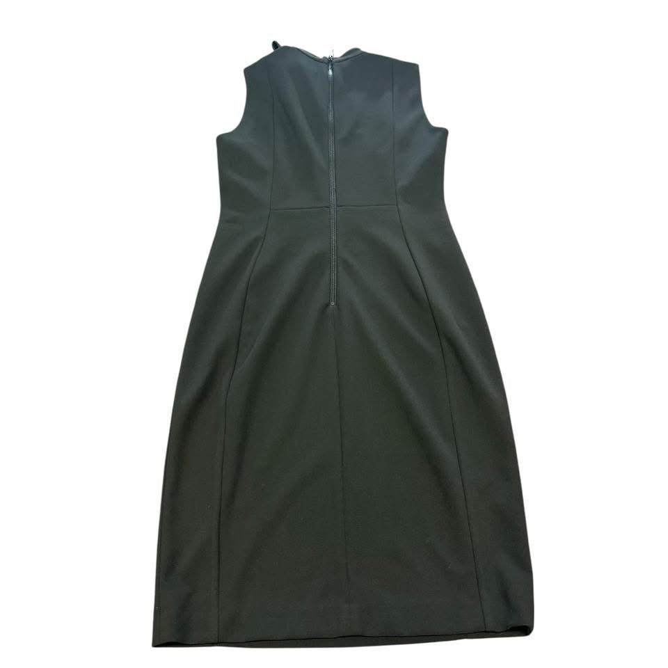 CALVIN KLEIN BLACK SHEATH DRESS W FAUX LEATHER BOW 143 Sz 4
