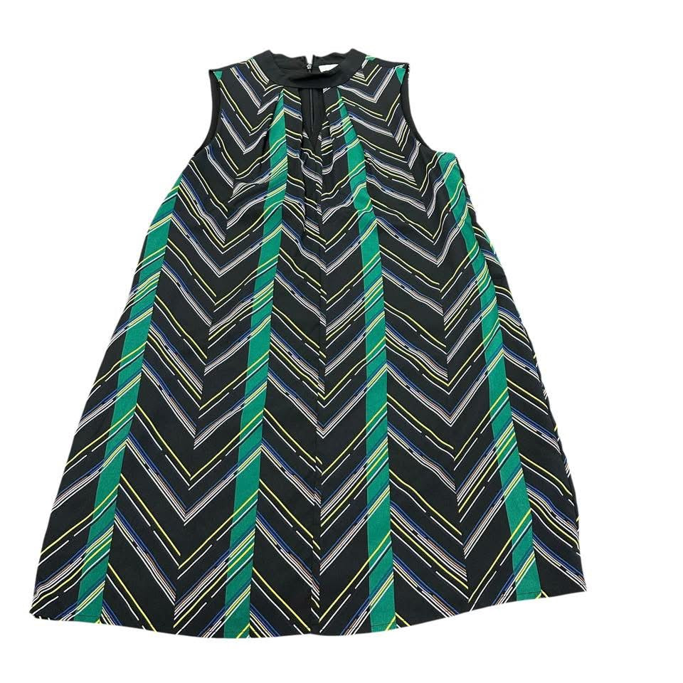 1 STATE BLACK CHEVRON DRESS 87 MEDIUM