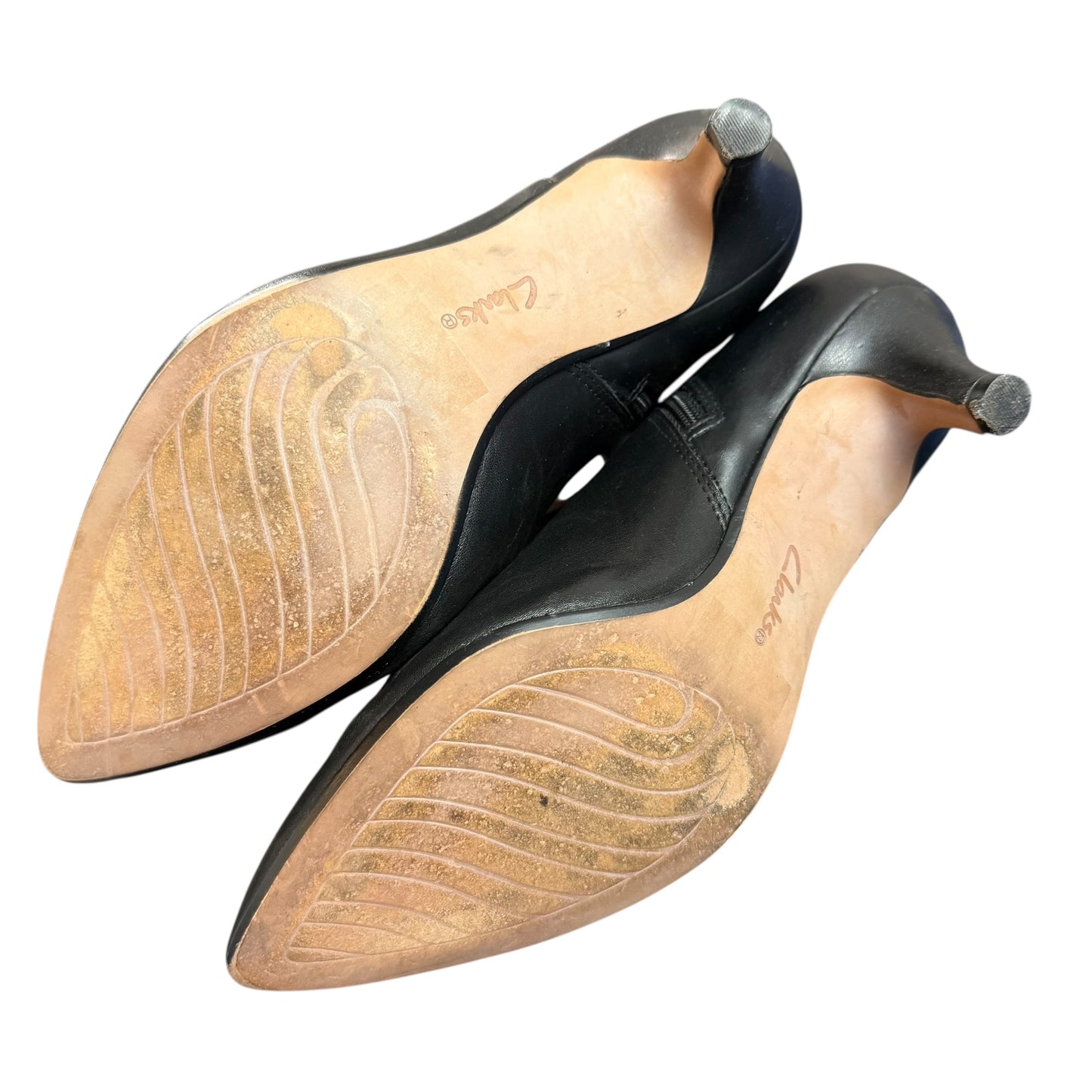 CLARKS LINVALE BLACK LEATHER ANKLE BOOTS SZ 7.5