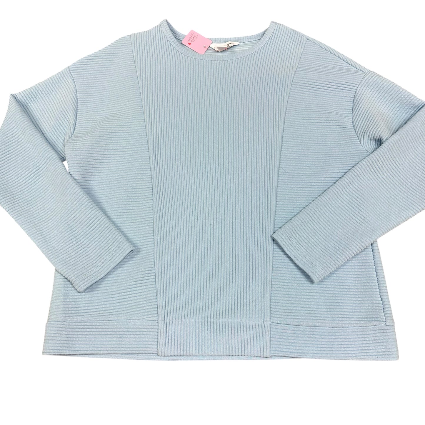 LIZ CLAIBORNE BLUE RIBBED SWEATSHIRT 39 MEDIUM