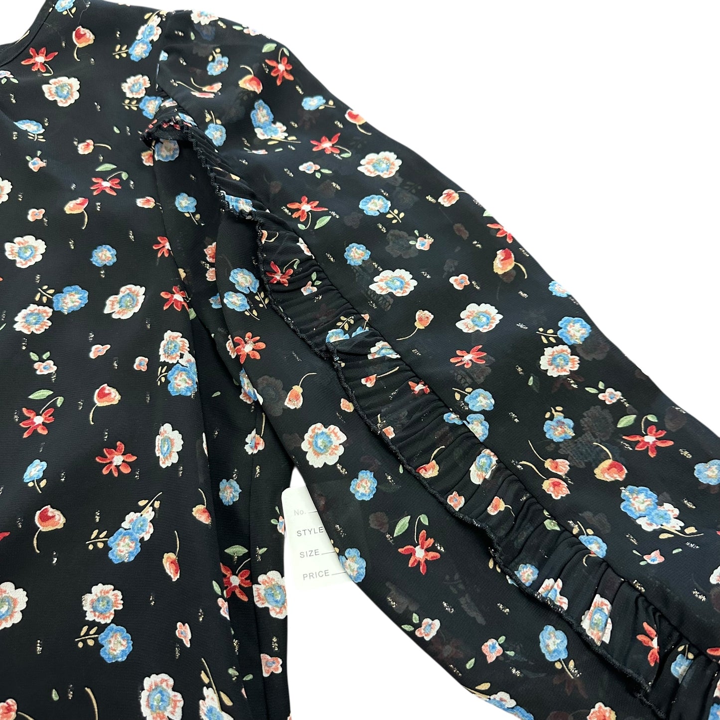 JOY JOY BLACK FLORAL BLOUSE 62 LARGE