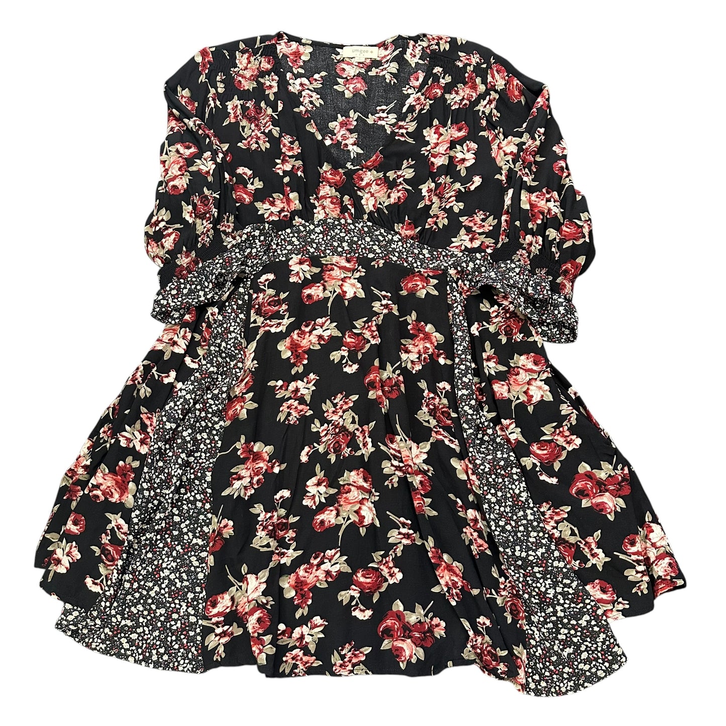 UMGEE BLACK FLORAL DRESS POCKETS 217 XL
